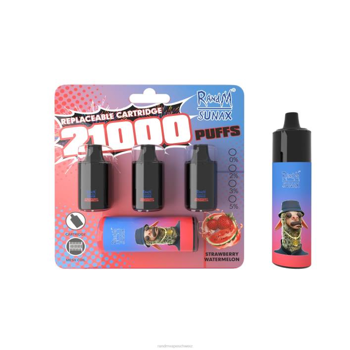 RandM Vape Schweiz | RandM Sunax 00P2271 21000 Airflow Control Pod, austauschbares Vape-Gerät, 1 Stück Erdbeerwassermelone