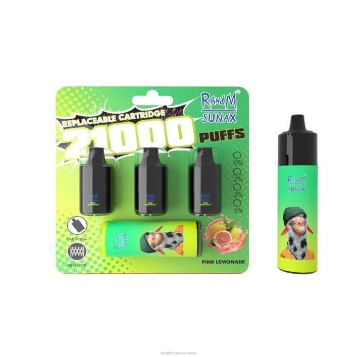 Tornado Vape Kaufen | RandM Sunax 00P2269 21000 Airflow Control Pod, austauschbares Vape-Gerät, 1 Stück pinke Limonade