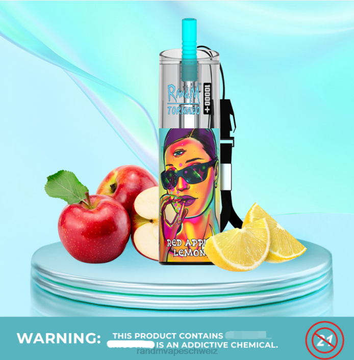 Fumot RandM Vape | RandM Tornado 00P280 10000 plus Airflow-Control-Vape-Gerät 1 Stk roter Apfel Zitrone
