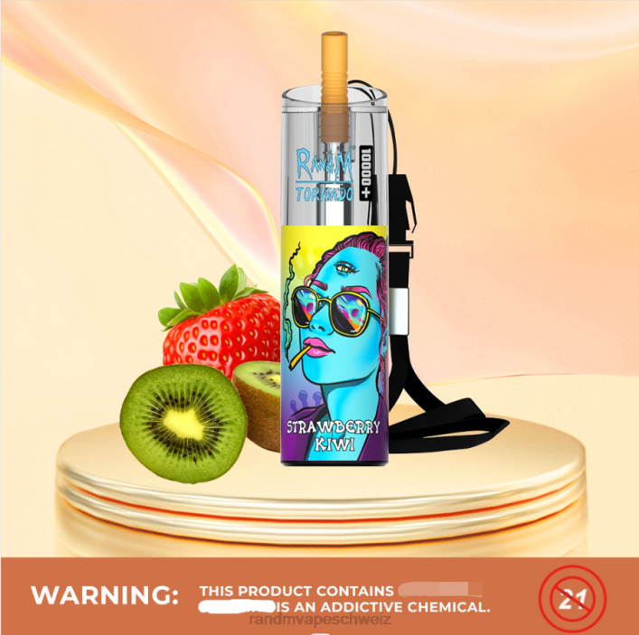 RandM Vape Schweiz | RandM Tornado 00P281 10000 plus Airflow-Control-Vape-Gerät 1 Stk Erdbeer-Kiwi