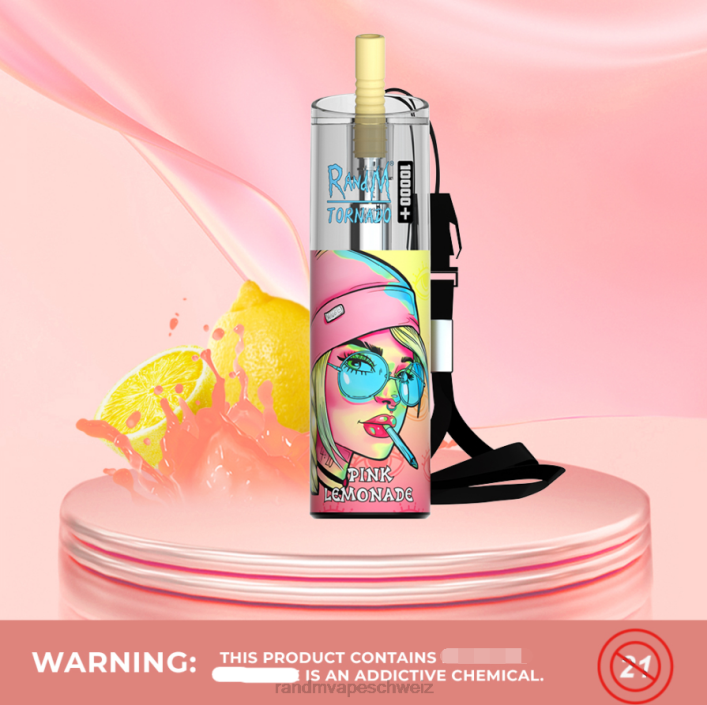 Tornado Vape Schweiz | RandM Tornado 00P277 10000 plus Airflow-Control-Vape-Gerät 1 Stk pinke Limonade