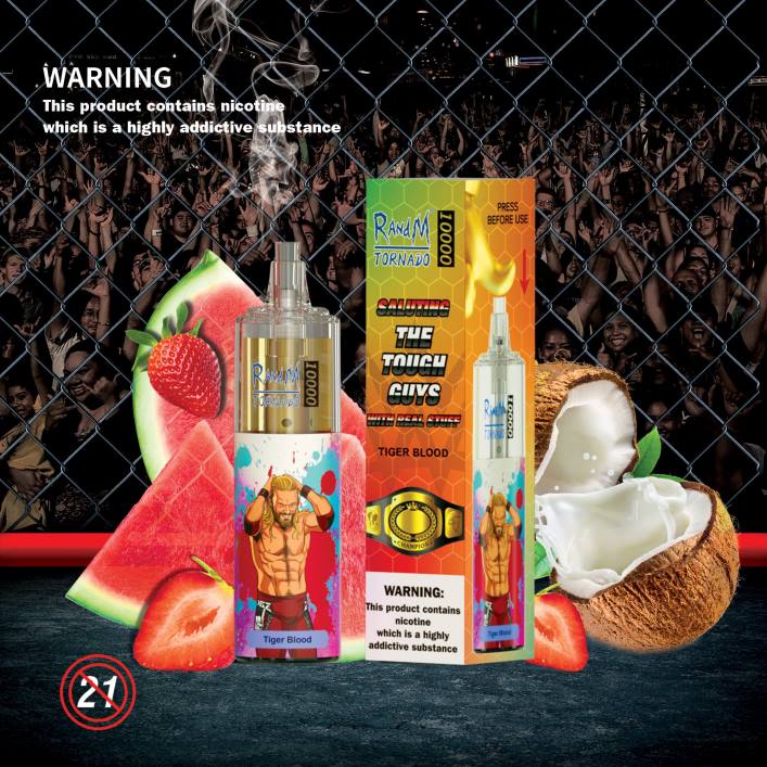 RandM Vape Rabattcode | RandM Tornado 00P2115 10000 Airflow Control Vape-Gerät 1St Tigerblut