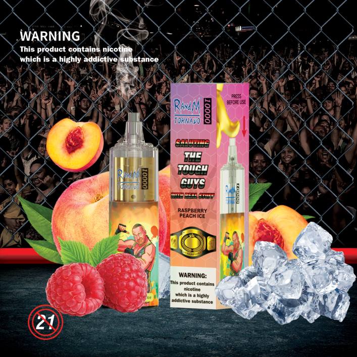 Tornado Vape Kaufen | RandM Tornado 00P2119 10000 Airflow Control Vape-Gerät 1St Himbeer-Pfirsich-Eis