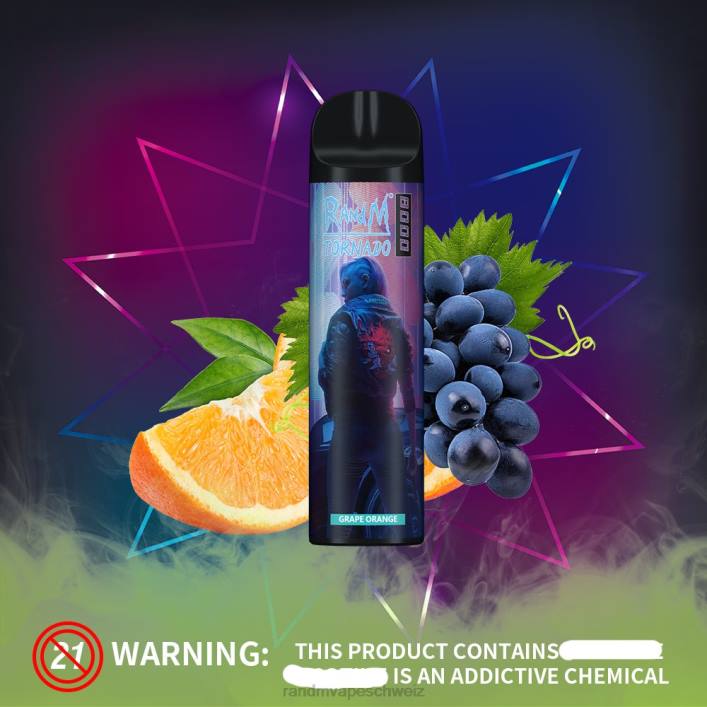 RandM Tornado Schweiz | RandM Tornado 00P2243 8000 Airflow Control Vape-Gerät 1St Traubenorange